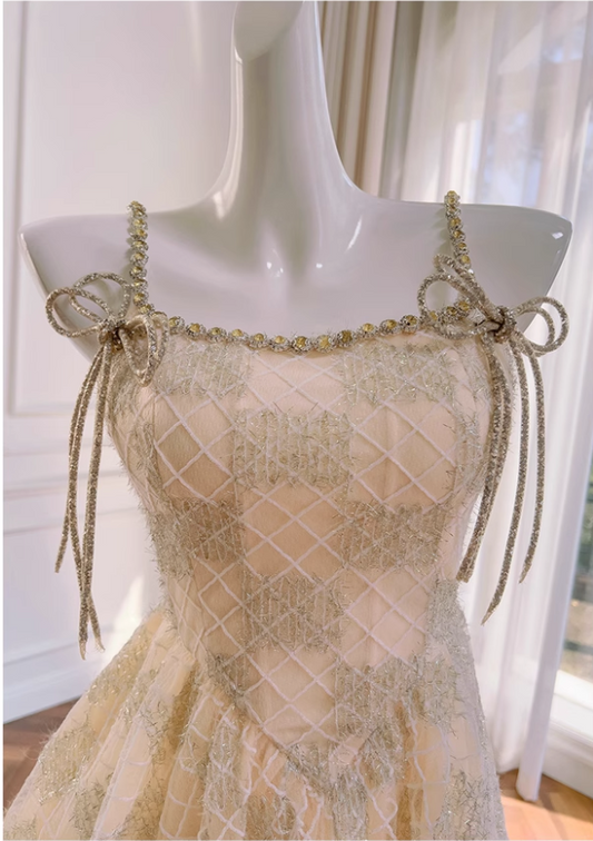 Chic Spaghetti Strap Beading A-line Tulle Party Dresses Homecoming Dresses, DP5800