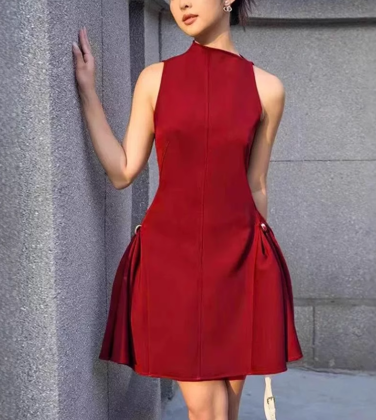 Retro Burgundy Sleeveless Design A-line Party Dress Homecoming Dresses DP5963