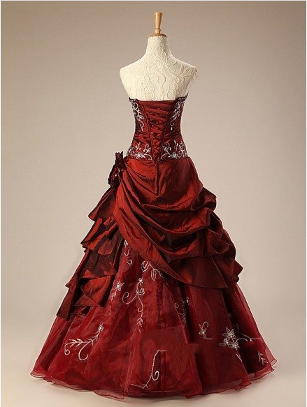 Vintage Burgundy Embroidery Beaded Sweet 16 Quinceanera A-Line Floor-length Prom Dress Birthday Dress Evening Dress Ball Gown DP6645