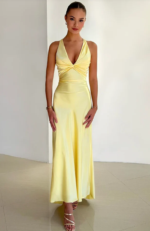 Elegant Satin Prom Dress Sheath Evening Gown Long Party Dress High Slit Formal Dress DP6723