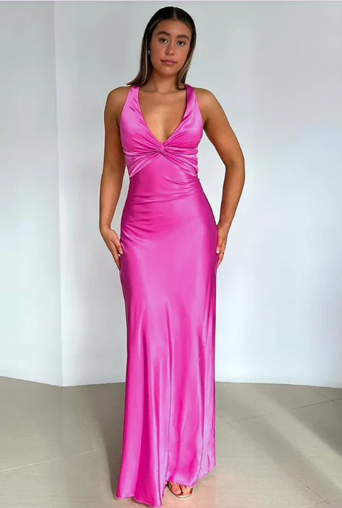 Elegant Satin Prom Dress Sheath Evening Gown Long Party Dress High Slit Formal Dress DP6723