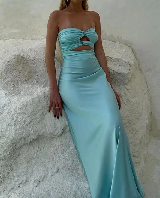 Elegant Aqua Sweetheart Prom Dress Sheath Strapless Evening Gown Party Dress Long Formal Dress DP6731