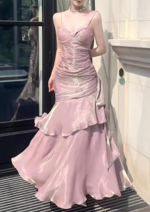 Elegant Satin Sweetheart Prom Dress Mermaid Spaghetti Strap Evening Gown Party Dress Long Formal Dress DP6732