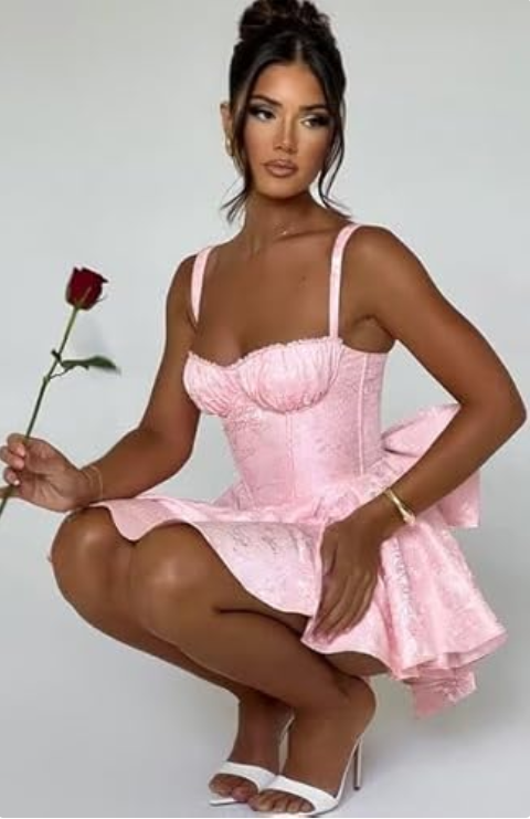 Vintage A-Line Bowknot Homecoming Dress Satin Party Dress Short Cocktail Dress DP6741