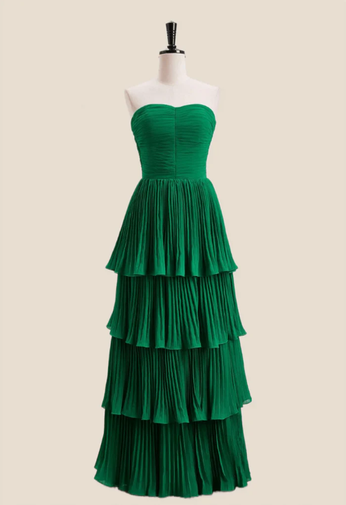 Robe de bal élégante en mousseline de soie, sans bretelles, fourreau, plissée, dos nu, à volants, longue, robe de soirée formelle DP6758