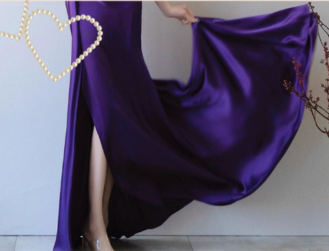 Elegant Purple V-neck Prom Dress Satin Evening Gown Sheath Party Dress Trailing Long Formal Dress DP6814