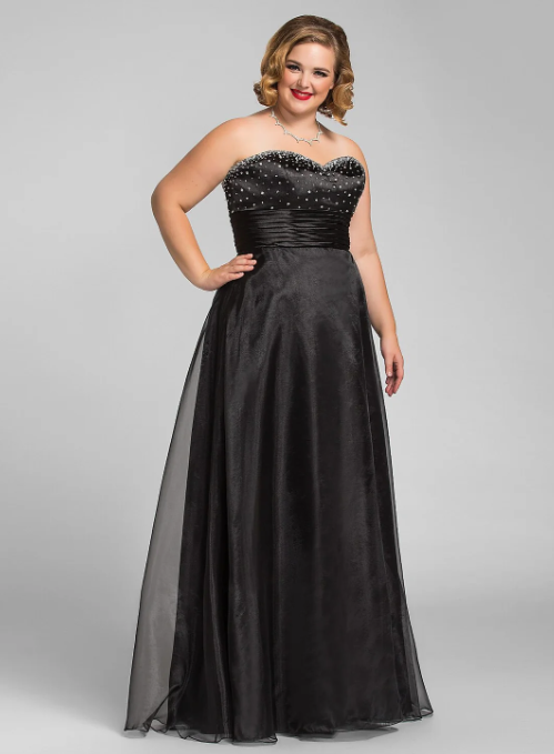 Elegant Black Sweetheart A-Line Beaded Mother of Bride Dress Strapless Evening Gown Long Formal Dress DP6856