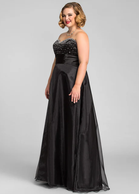 Elegant Black Sweetheart A-Line Beaded Mother of Bride Dress Strapless Evening Gown Long Formal Dress DP6856