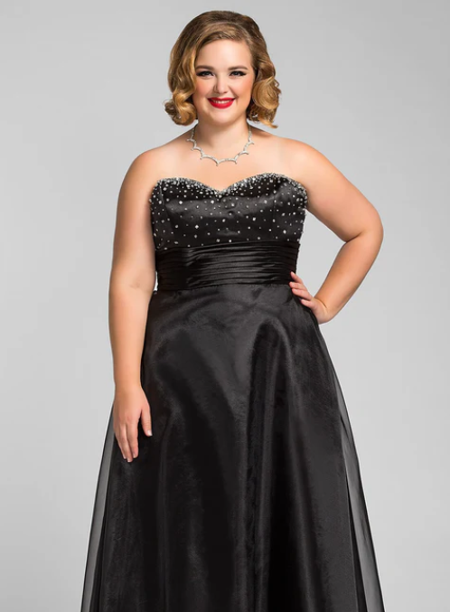 Elegant Black Sweetheart A-Line Beaded Mother of Bride Dress Strapless Evening Gown Long Formal Dress DP6856