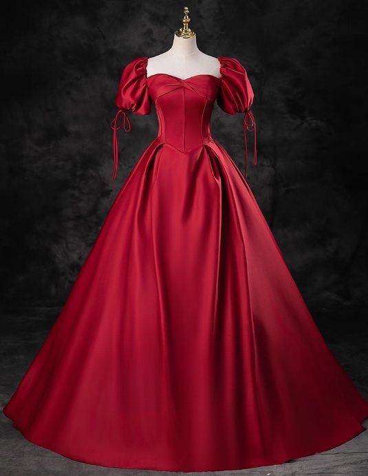 Vintage Satin A-Line Sweet 16 Quinceanera Off-the-shoulder Evening Dress Sweetheart Floor Length Ball Gown DP6897