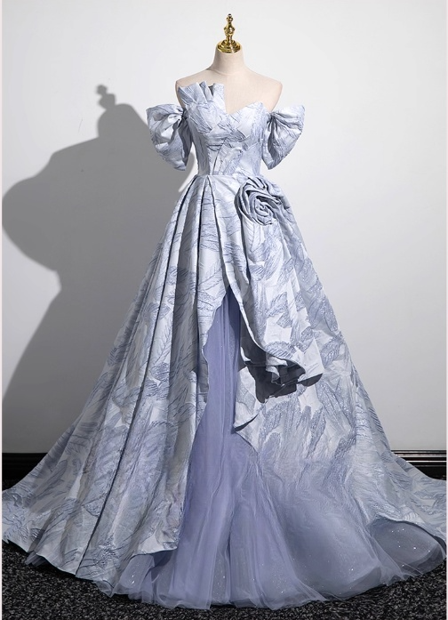 Vintage A-Line Off-the-shoulder Sweet 16 Quinceanera Ruffled Evening Dress Floor Length Ball Gown DP6899