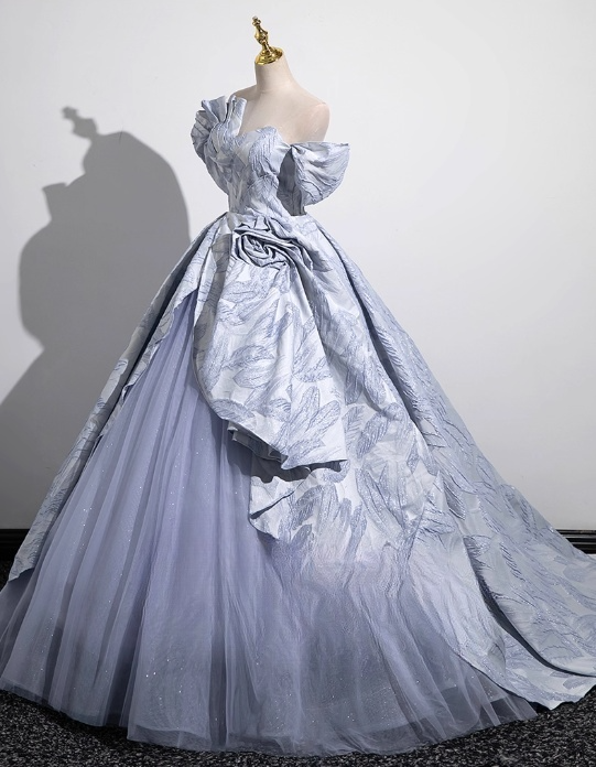 Vintage A-Line Off-the-shoulder Sweet 16 Quinceanera Ruffled Evening Dress Floor Length Ball Gown DP6899