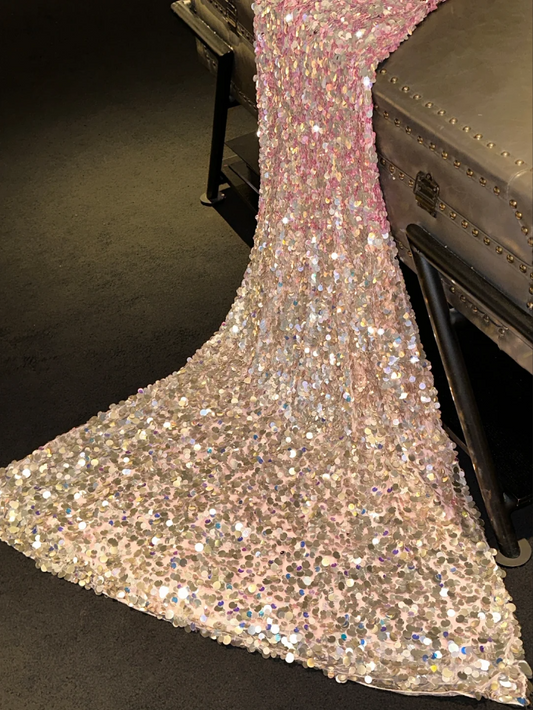 Gorgeous Sparkly Ombre Sequin V-Neck Mermaid Formal Evening Gown DP7343