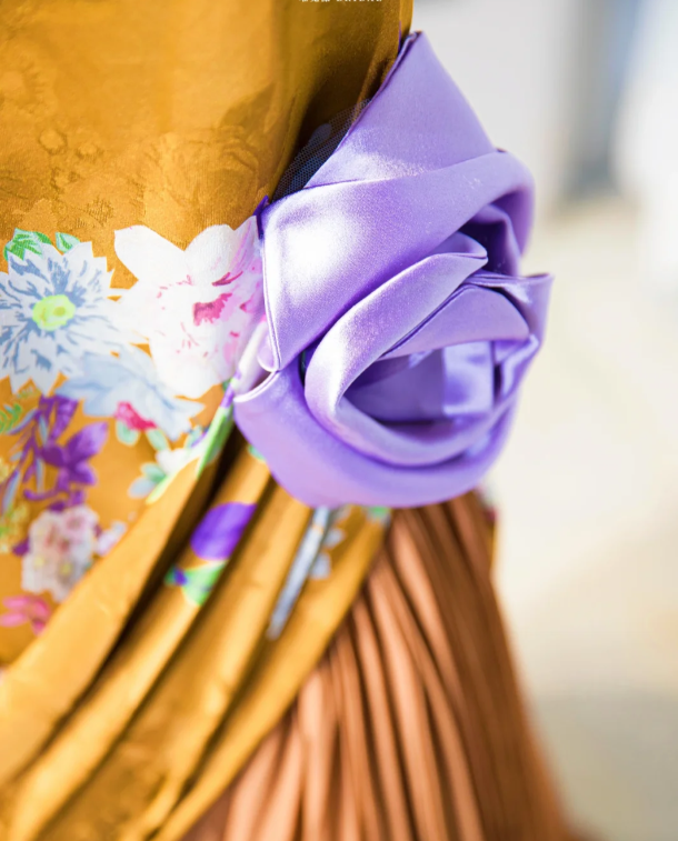 Gorgeous Floral Strapless Sheath Satin Evening Gown DP7442