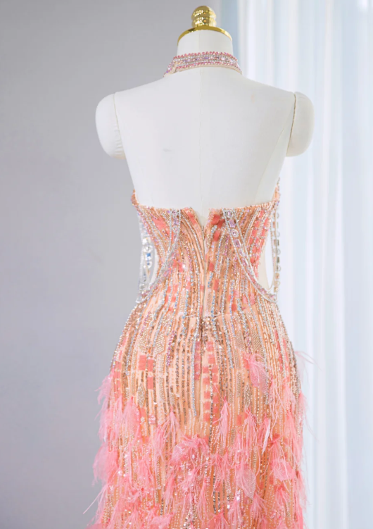 Robe de soirée somptueuse en tulle scintillant, bustier cœur et sequins DP7452