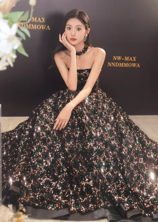 Gorgeous Sequin Strapless A-Line Sparkling Sweet 16 Quinceanera Ball Gown DP7481