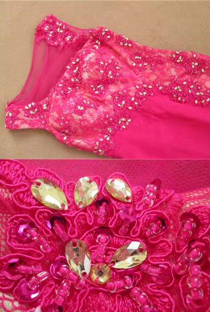 Glamorous Hot Pink Sleeveless Evening Gown Sequin Mermaid Prom Dress DP7612