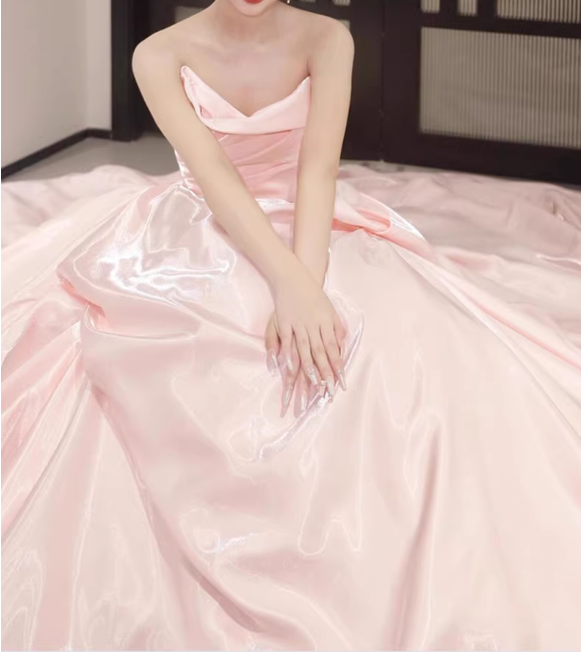 Vintage Pink Satin One-Shoulder Ruched Sweet 16 Dresses Princess Ball Gown DP7707