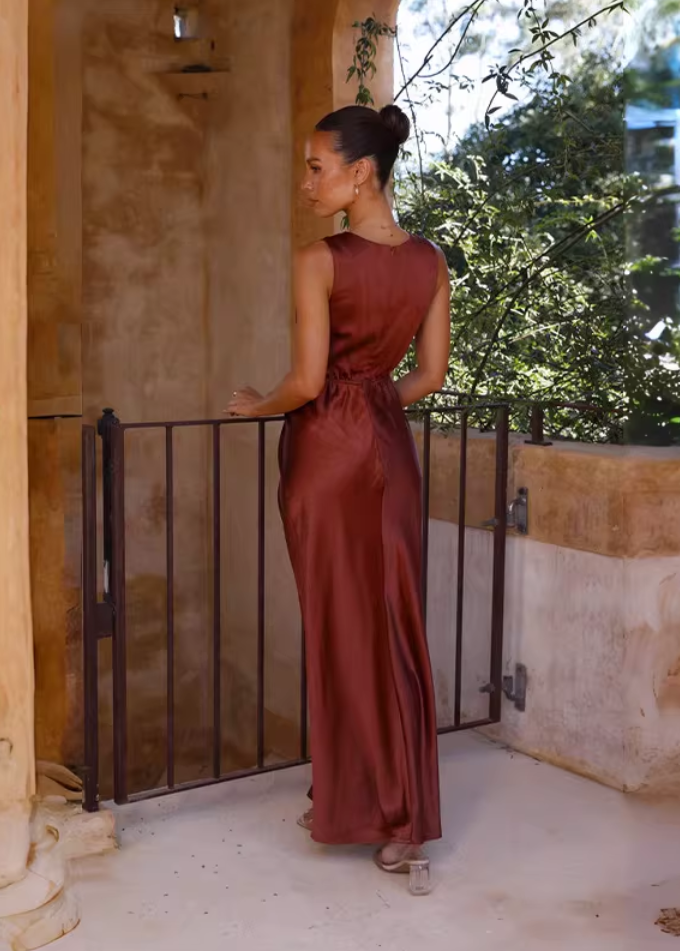 Elegant Teal Satin V-Neck High Slit Evening Dress Prom Dress DP8116