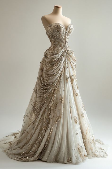 Elegantes A-Linien-Hochzeitskleid im Prinzessinnenstil im Vintage-Stil mit Herzausschnitt, funkelnden Perlen und Pailletten, DP6119