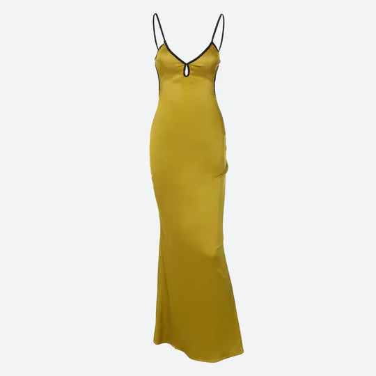 Robe de bal vintage en satin, fourreau, bretelles spaghetti, robe de soirée longue, robe formelle DP6695