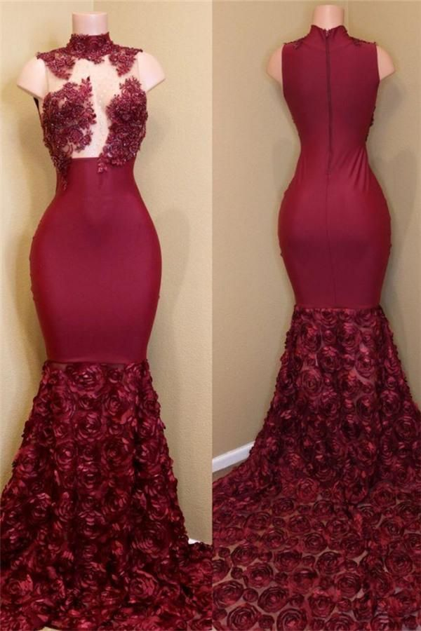 Burgunderrotes Meerjungfrau-Ballkleid, langes Abendkleid, DP0221