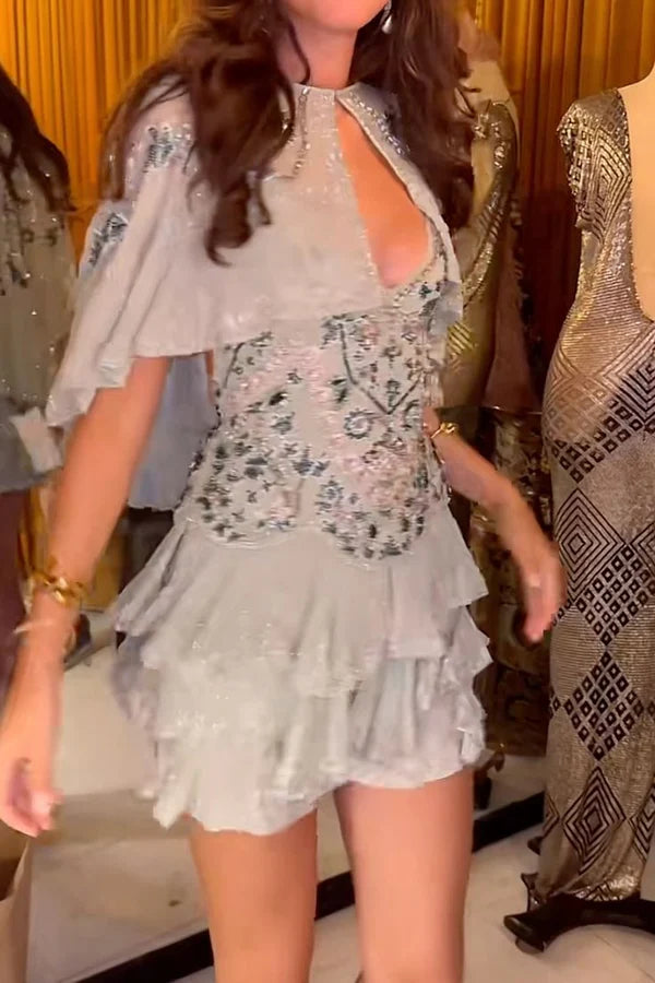 Vintage Green Embroidery Beaded Homecoming Dress A-Line Backless Party Dress Short Cocktail Dress, DP6552