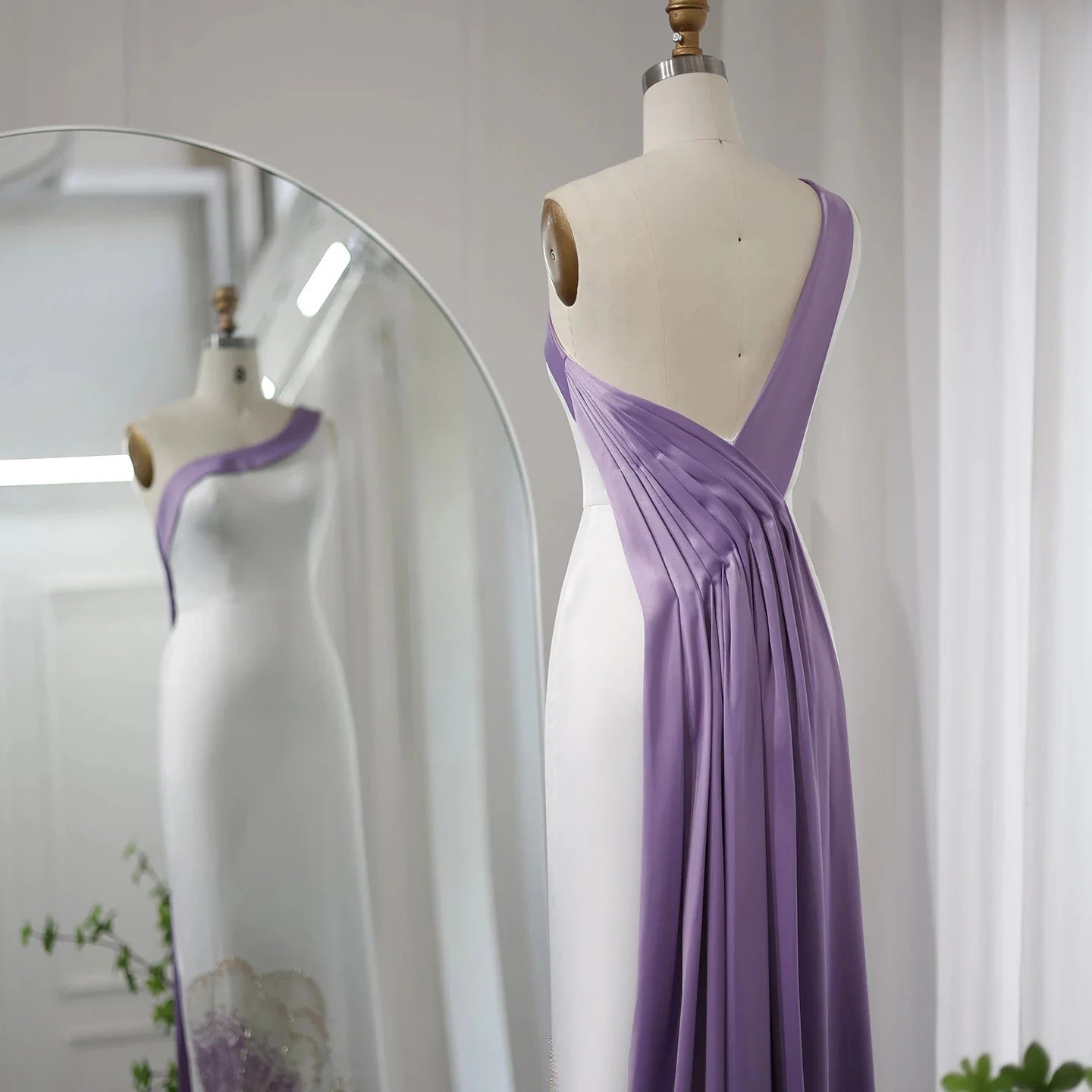 Vintage Schmetterlingsdesign Perlenbesetztes One-Shoulder-Meerjungfrauen-Abendkleid, DP6534