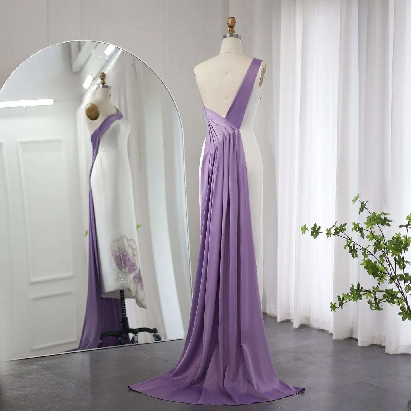 Vintage Schmetterlingsdesign Perlenbesetztes One-Shoulder-Meerjungfrauen-Abendkleid, DP6534
