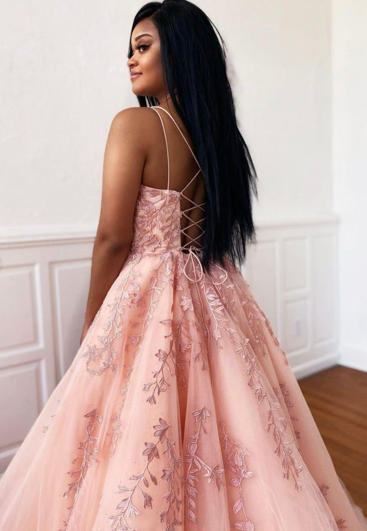 Pink Lace Long Prom Dresses A-Line Evening Dresses,DP0124