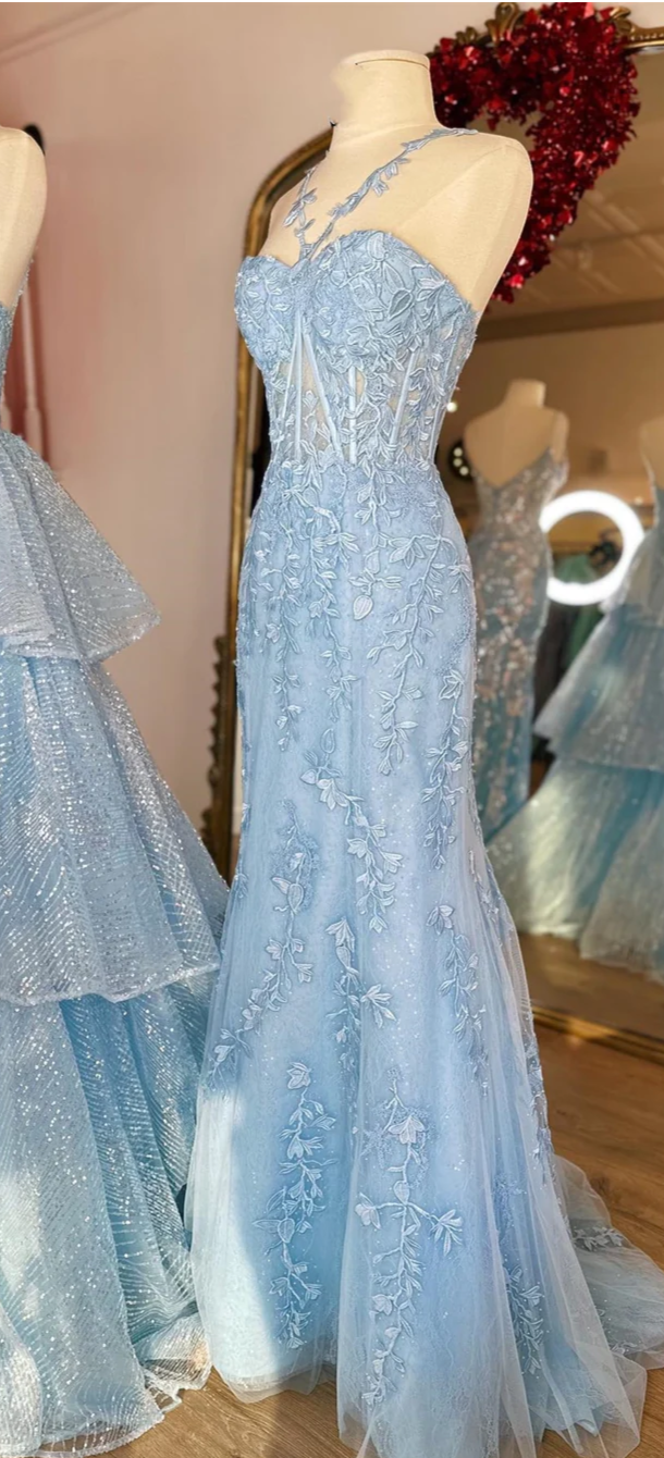 Charmante robe de bal longue rouge sirène dos nu en tulle, DP956