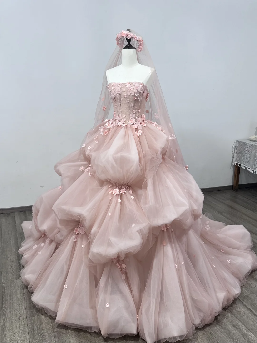 Lovely Pink Strapless A-Line Birthday Ball Gowns Sweet 16 Quinceanera Dresses, DP5490