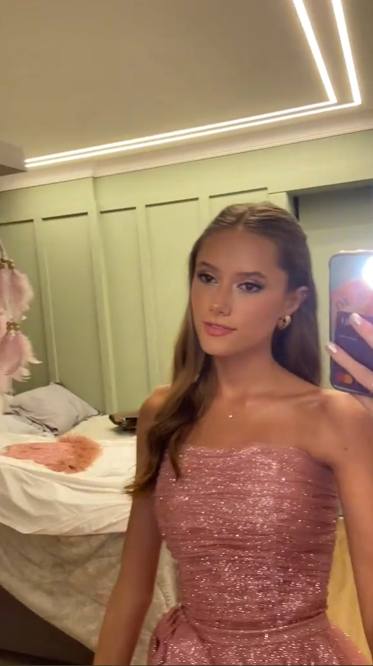 Shiny Pink Strapless A-Line High-Low Party Dress Birthday Gowns, DP3745