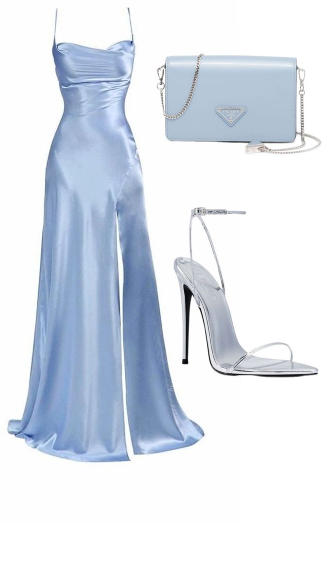 Light Blue Spaghetti Straps Elegant Long Party Dress Wedding Guest Dress, DP3645