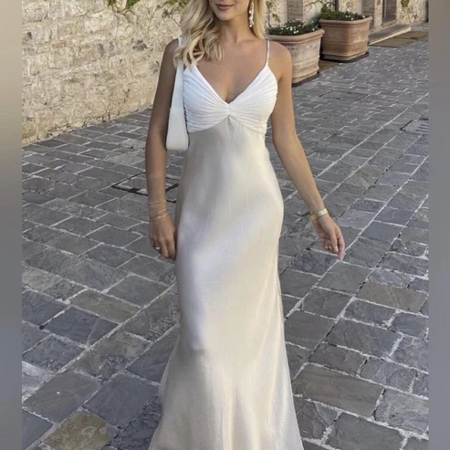 Spaghetti Straps Satin Long Party Dress Weding Guest Dress,DP1904