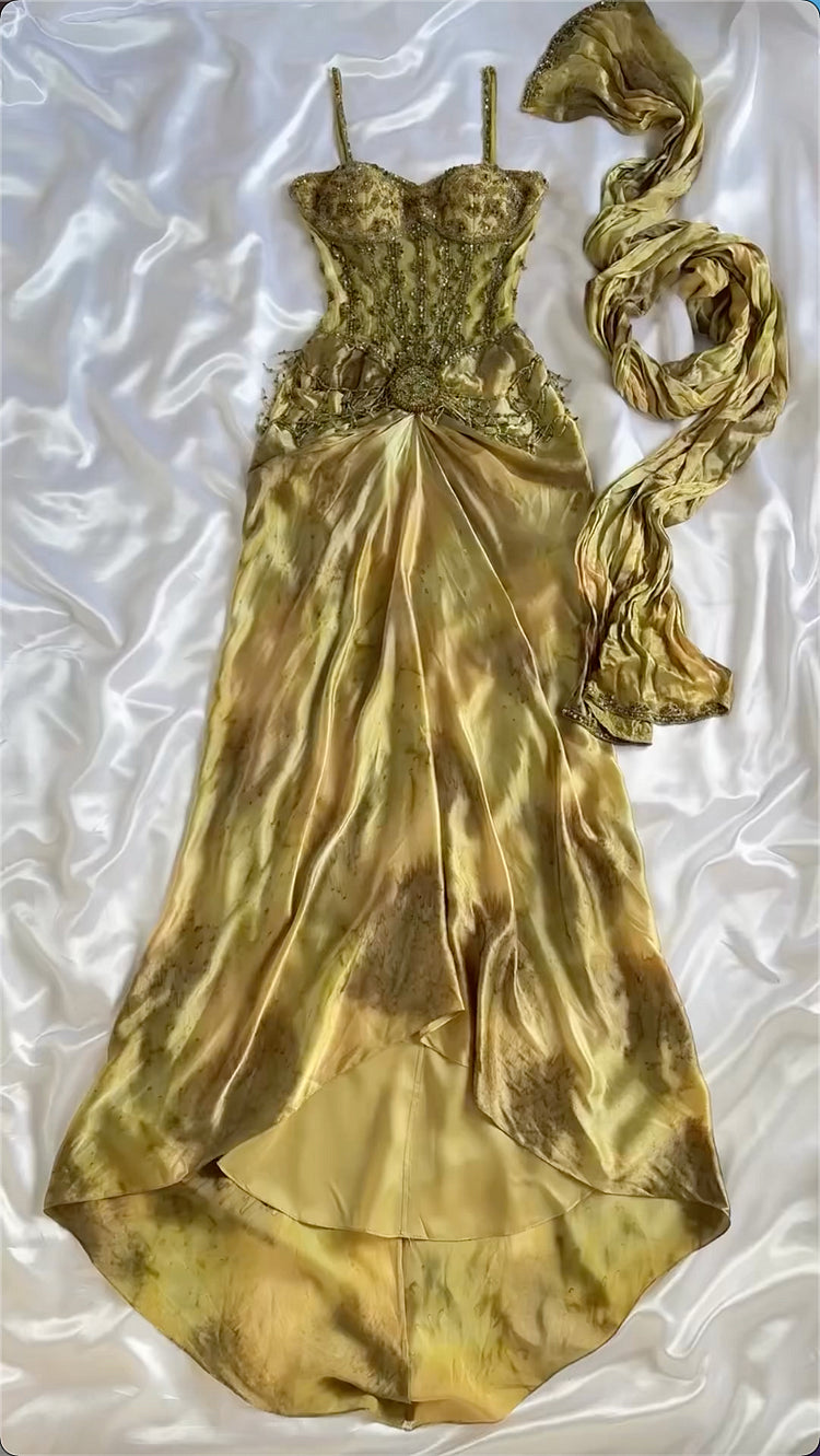 Robe de bal vintage brillante à perles et décolleté en cœur, fourreau à bretelles spaghetti, robe de soirée longue et formelle DP6660