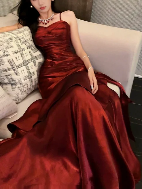 Green Spaghetti Straps A-Line Elegant Long Party Gown Birthday Dress, DP3488