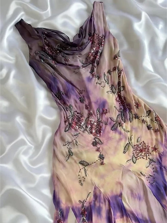 Vintage Embroidery Chiffon Beaded Ruffled Homecoming Dress Party Dress Cocktail Dress DP6677