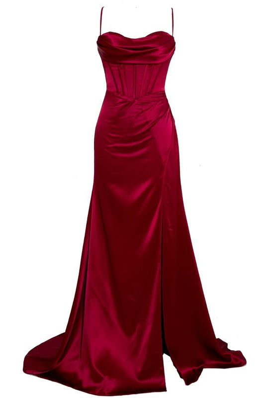Bezauberndes rückenfreies Meerjungfrau-Kleid aus Satin mit Schnürung, langes Ballkleid, Partykleid, Abendkleid DP6492