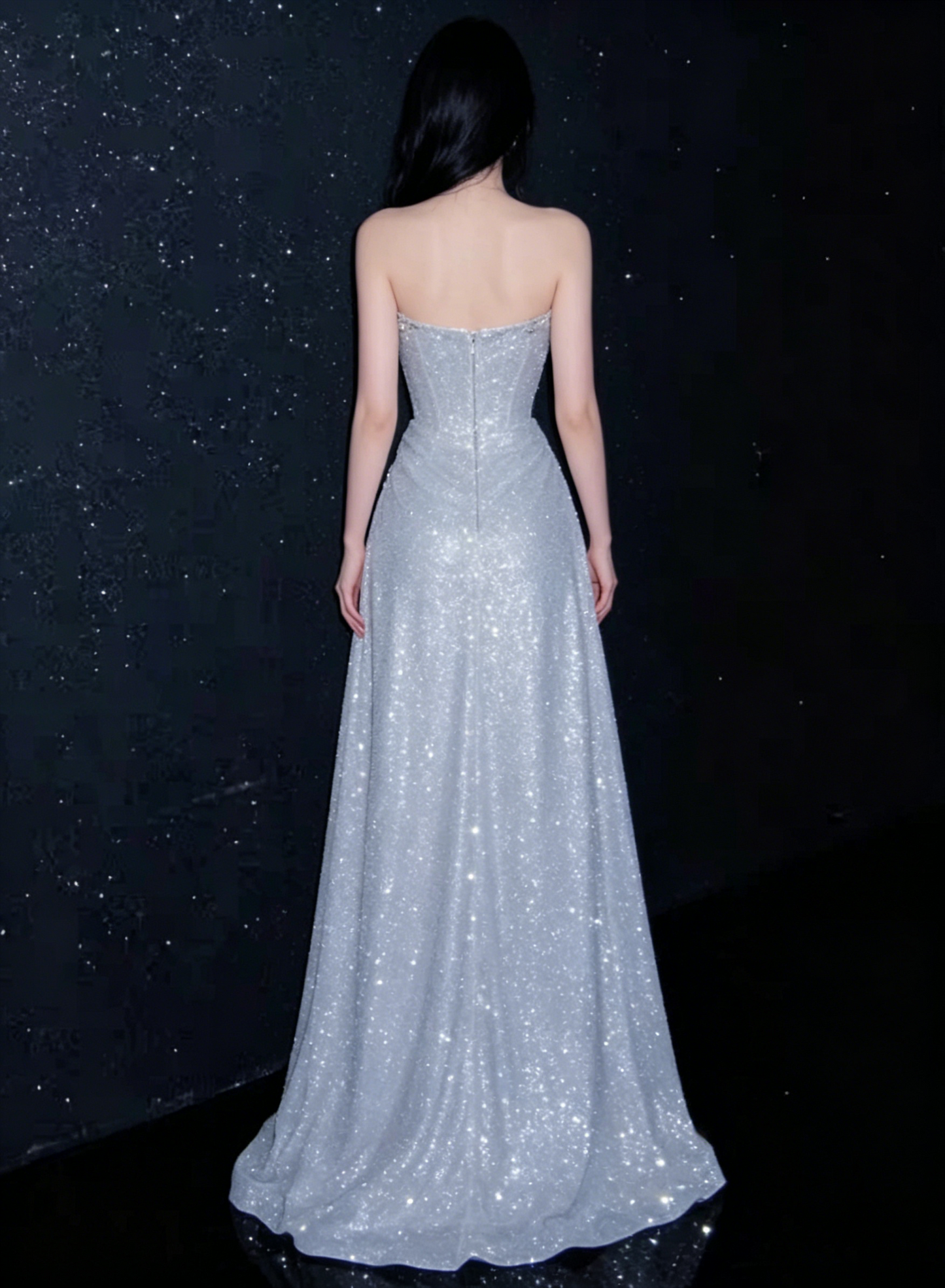 Vintage Glitter Strapless Sweetheart A-Line Ruched Floor Length Prom Dress DP8565