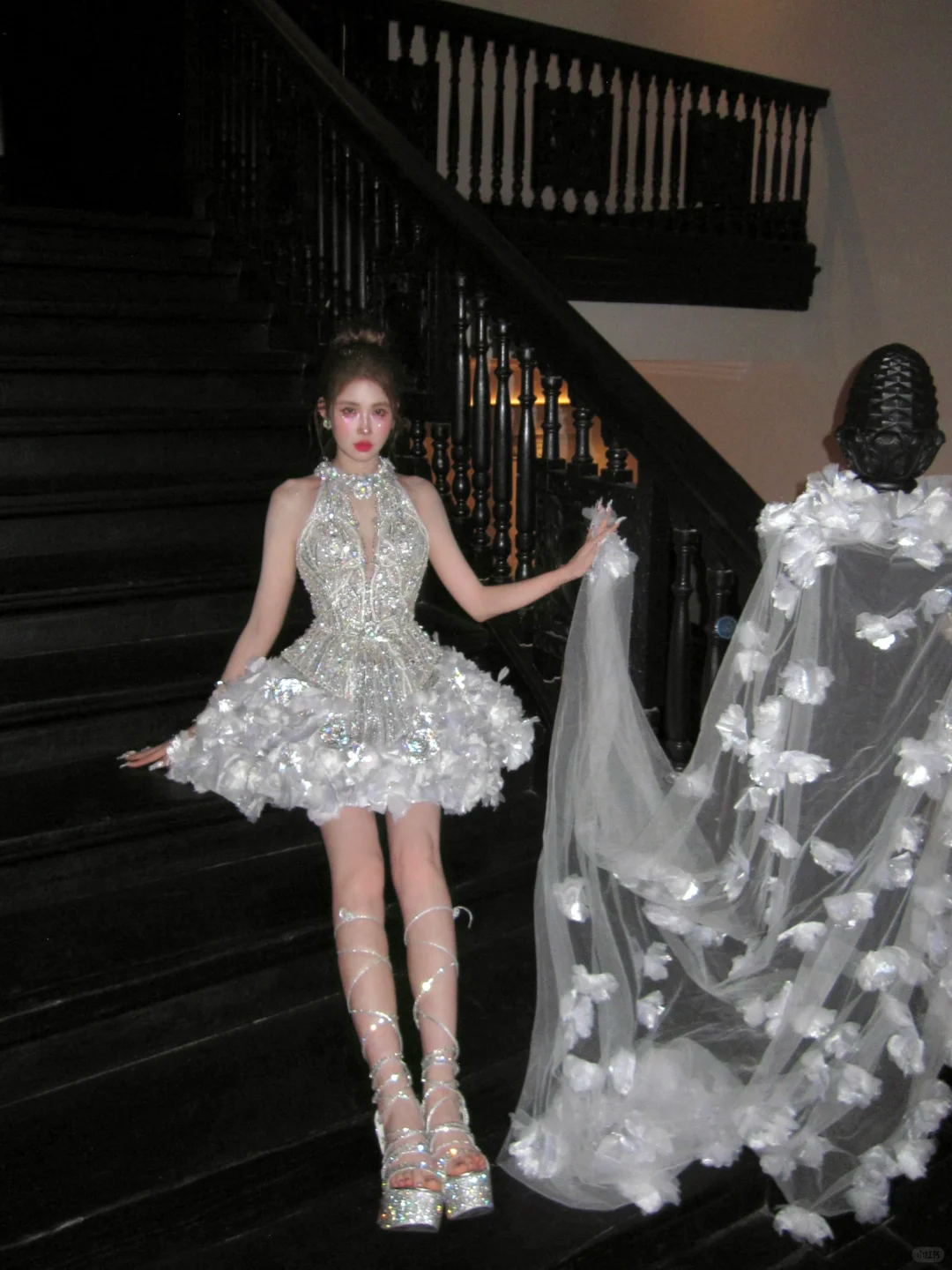 Gorgeous Glittering Silvery Beaded Sequined A-Line Halter Dress Design Party Dress Homecoming Dress DP6250