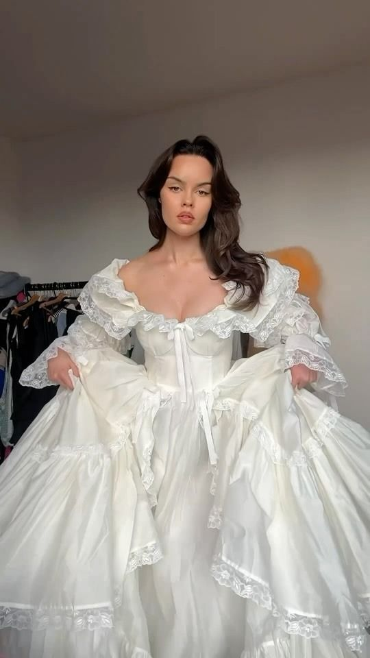 Robe de soirée blanche princesse coupe trapèze à manches longues, tenue d'anniversaire, DP3370