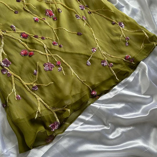 Green Straps Beading Embroidery Gorgeous Vintage Evening Dress, DP2524