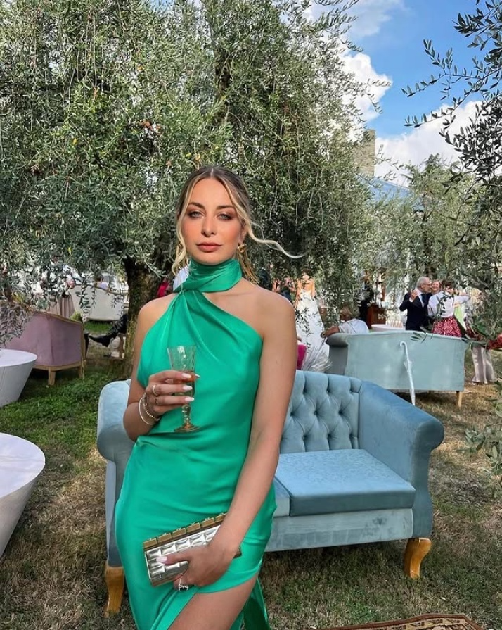 Green Halter Backless Long Party Dress with Slit,DP1876