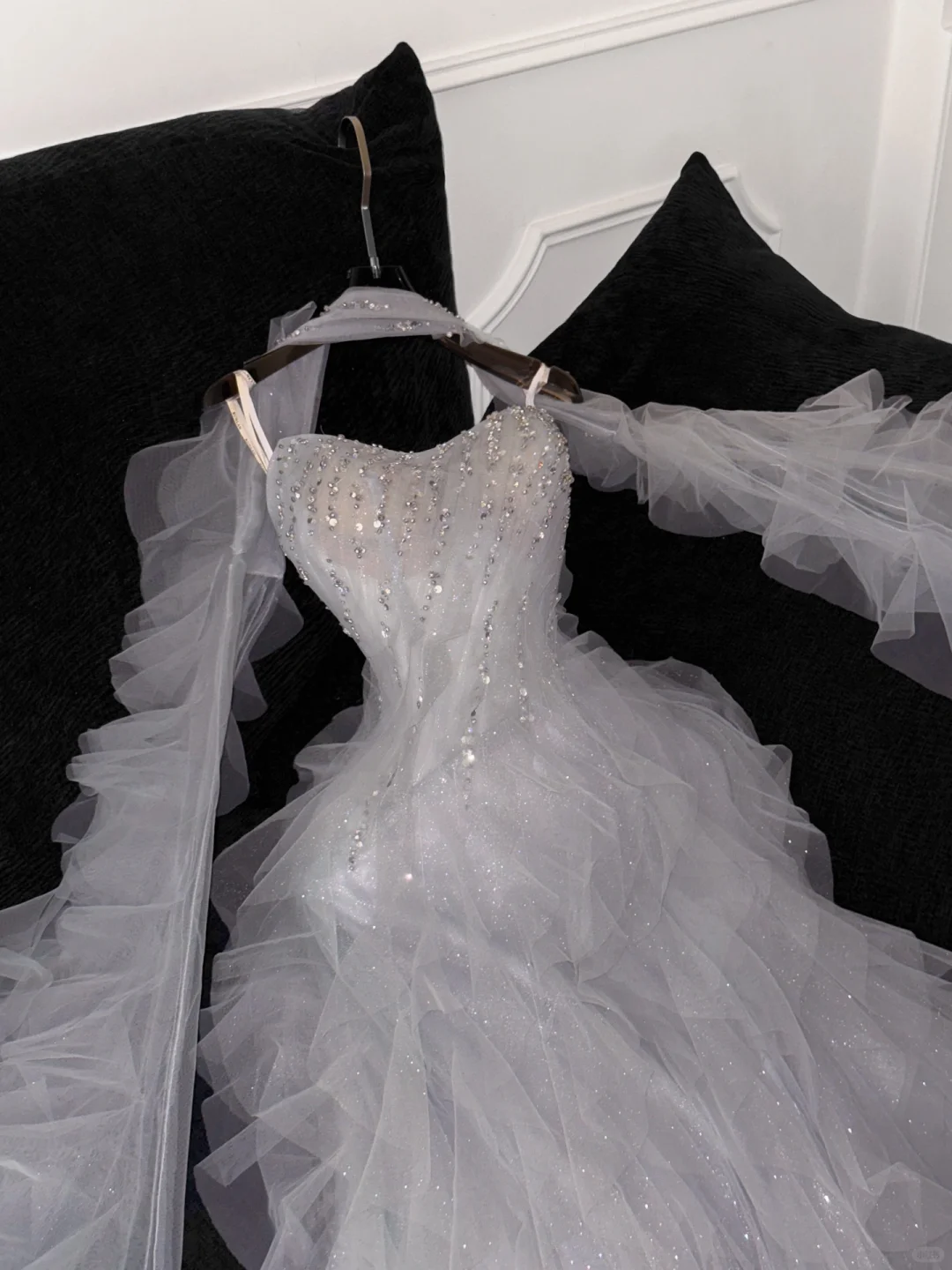 Fashion Sparkling White Beaded Sequin Mermaid Elegant Tulle Evening Dress Prom Dresses DP6164