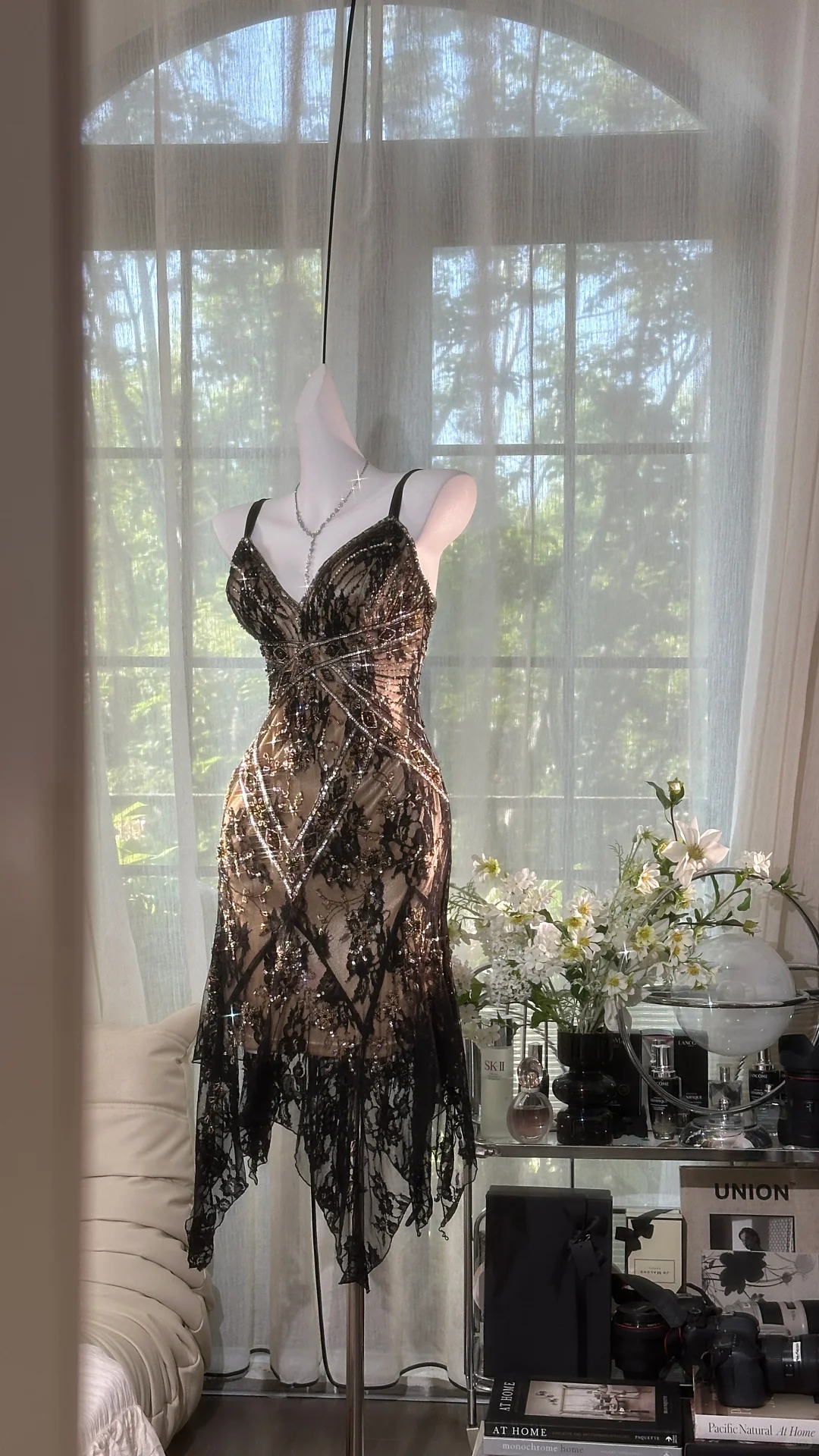 Elegant V-neck Applique Beaded Sequin Romantic Chiffon Evening Dress Prom Dresses DP6142