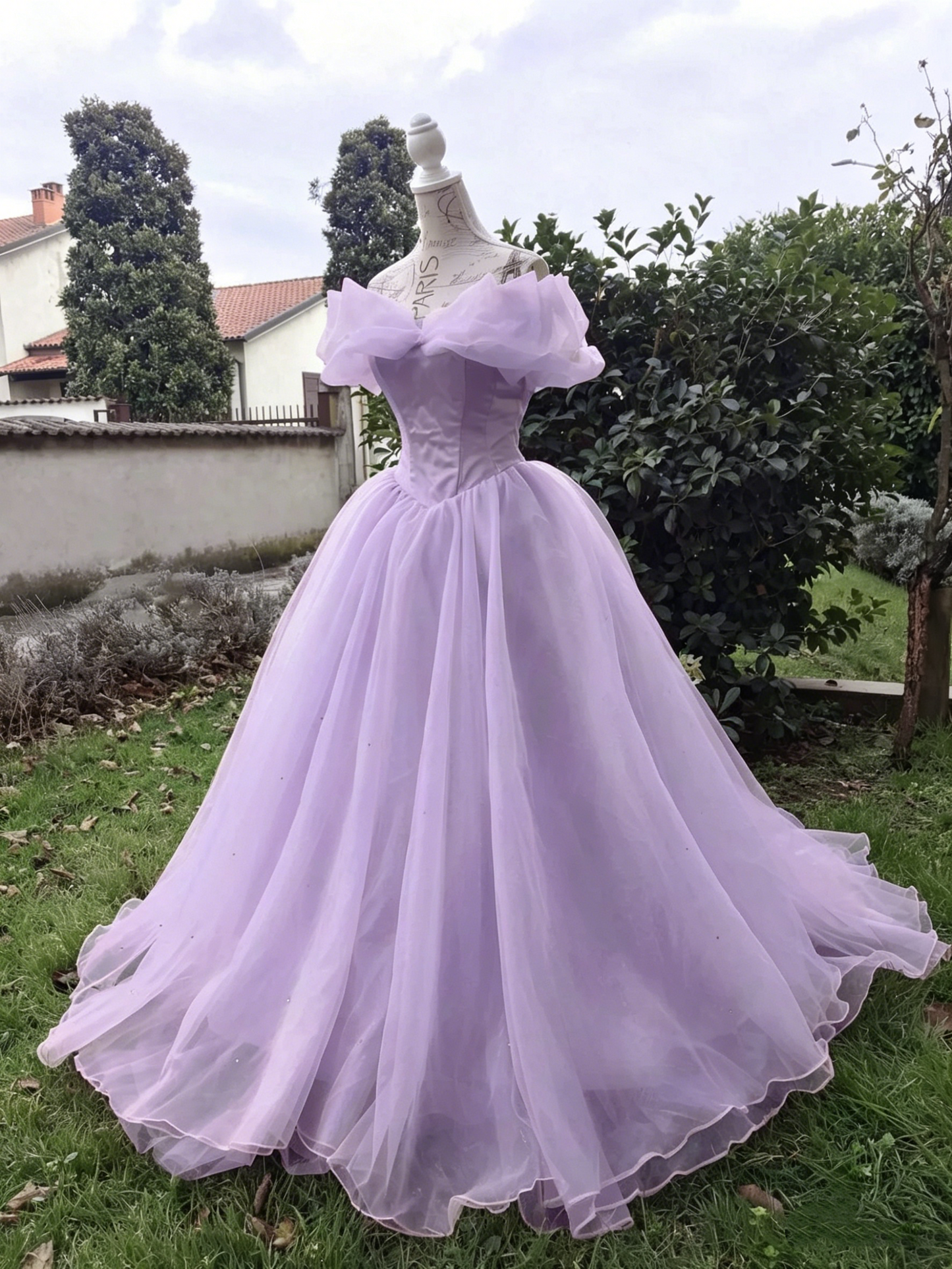 Vintage Off-the-Shoulder Soft Yellow Tulle Ball Gown Cinderella Princess Prom Dress DS4380