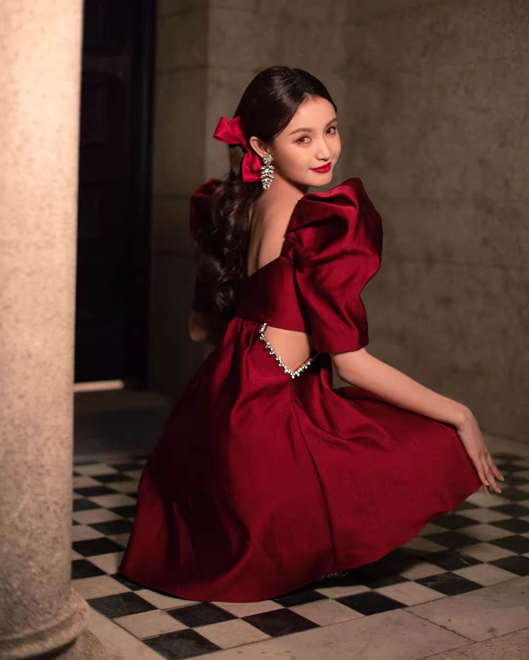 Vintage Burgundy A-Line Homecoming Dress Beaded Short Puff Sleeves Party Dress A-Line Cocktail Dress, DP6612