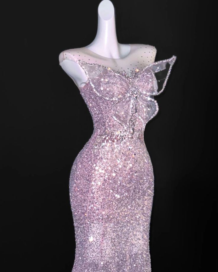 Vintage Pink Glittering Sequin Prom Dress Mermaid Evening Gown Butterfly Party Dress Long Formal Dress DP6892