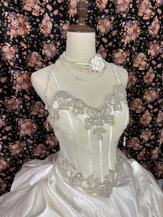 Robe de Quinceanera rétro en satin à bretelles spaghetti et décolleté en cœur, robe de bal pour anniversaire de 18 ans, DP5925